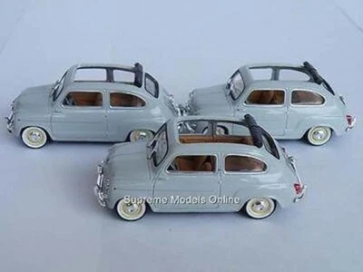 3 X FIAT SEAT 600 MODEL CAR GREY OPEN TOP 1:43 SCALE SOLIDO 2 DOOR 500 NO BOX K8 - Image 1 of 4