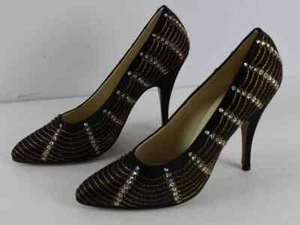 Neu Salvatore Ferragamo Größe 10 M Ragnatela Satin Pailletten schimmernde hochhackige Pumps - Bild 1 von 5
