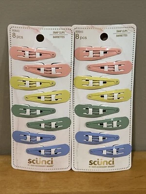 Clips a presión Scunci colores pastel primavera metal 16 en total, pasadores, rosa amarillo Foto 1 de 2