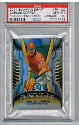 2014 Bowman Draft Carlos Correa Future Franchise Mini-Chrome PSA 10 - Image 1 of 2