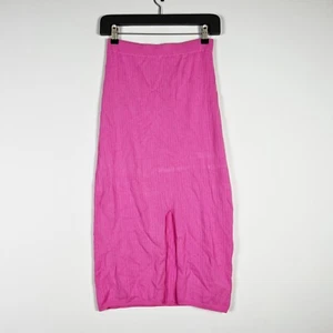 Free People Skyline Midi Cotton Blend Slit Midi Pencil Sweater Skirt Pink M - Picture 1 of 3