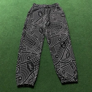 Vintage Jordan Track Pants Mens Small Black All Over Print Jump Man Y2K Bottoms - Picture 1 of 8