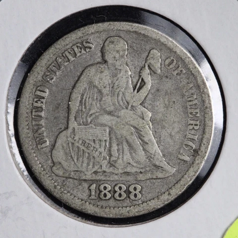 1888 Seated Liberty Silver Dime CHOICE VF E194 ACC Cover