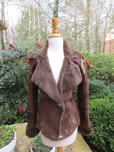 PELLESSIMO PARIS Brown Lambskin Suede and Fox Coat Jacket Small GREAT DEAL - Picture 1 of 9