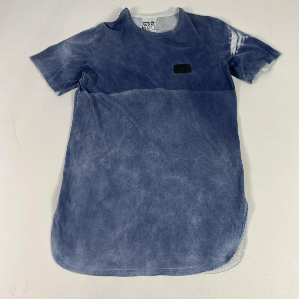 Camisa PRPS Goods Para Hombres XL Azul Longline Dobladillo Curvo Algodón Lavado Ácido Foto 1 de 4