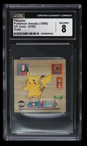1999 Pokemon Amada DX Sticker Pikachu CGC 8 Japanese #D162 Gold - Picture 1 of 2