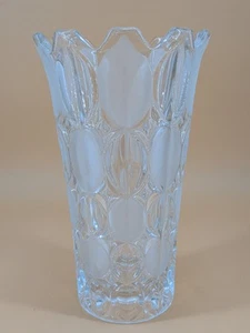 Vintage 70s Hermanova Hut Glass Ovoid Paneled Vase  9 3/4" Frosted  - Picture 1 of 10