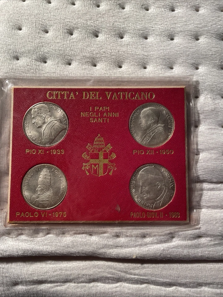 Rarissimo set monete commemorative Vaticano: 4 papi, argento sterling 999 - Immagine 1 di 2