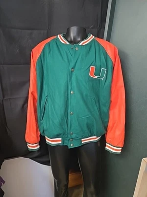 University Miami  College football Hurricanes Bomber Jacket Letterman VTG - Image 1 of 4