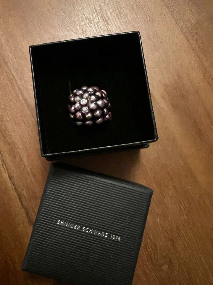 @ Ehinger Schwarz @ Trauben Ring Lila 17mm Brilli - 925 Silber - NP 730€ - Bild 1 von 4