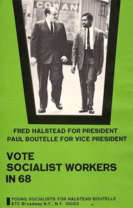 1968 Halstead Boutelle VOTE SOCIALIST WORKERS Jugate Campaign Poster - Picture 1 of 2