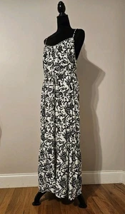 Vestido para mujer Loft talla L Petite floral negro/blanco sin mangas maxi 100 % rayón - Imagen 1 de 7
