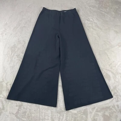 Pantalones cortos de pierna ancha THEORY para mujer pequeños negros compactos tejidos elásticos de diseñador Foto 1 de 4