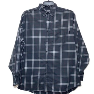 Woolrich Mens Long Sleeve Button Front Hiking Gray Plaid Fishing Shirt Large - Picture 1 of 5