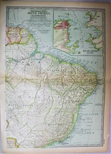 CENTURY ATLAS MAP PAGE PLATE NO. 71 SOUTH AMERICA EASTERN PART 1911 VINTAGE - Picture 1 of 3