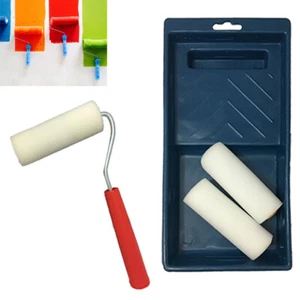 4PC Small Paint Roller Tray Set Foam 4" Brush Wall House Supplies Tool Kit Decor - Picture 1 of 1