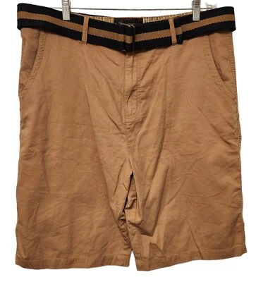 Beverly Hills Polo Club Pantalones Cortos Bermudas Frente Plano con Cinturón Marrón Para Hombres 40 Usados en Excelente Condición  Foto 1 de 4