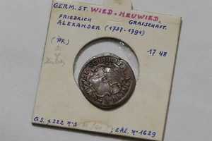 🧠🇩🇪 GERMANY WIED - NEUWIED 1/4 STUBER 1748 SHARP DETAILS B66 #739 - Picture 1 of 3