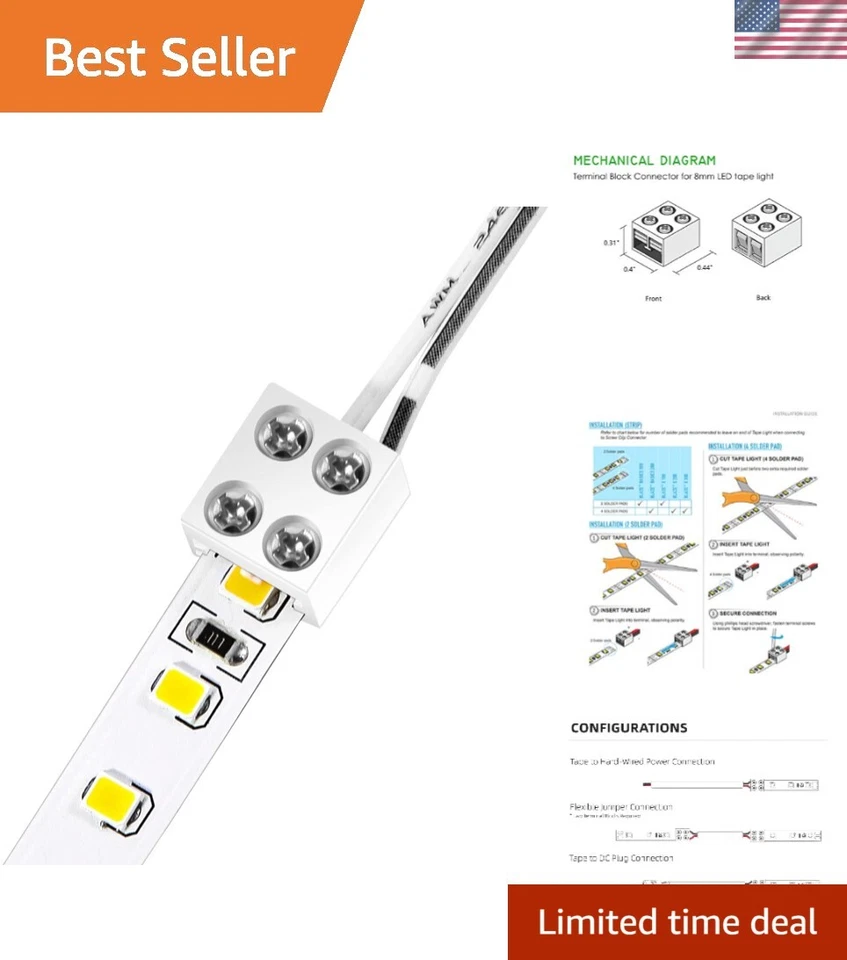 25-Pack LED Tape Light Connectors Solderless Terminal Block Led Strip Connect... - Image 1 of 4