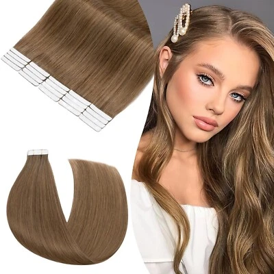 10 - 40 Tressen Tape in Extensions 100% Remy Echthaar Haarverlängerung Skin Weft - Bild 1 von 4