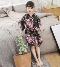 Silk Satin Flower Girls Dress Children Kimono Robe Kid Nightwear Gown Wedding UK