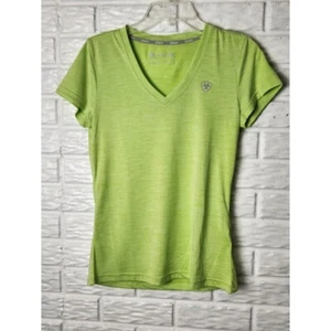 Ariat Tek Laguna Logo Active Top Women's Small Green V-Neck Short Sleeve NWT - Picture 1 of 5
