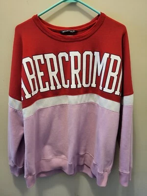 Abercrombie & Fitch Women's BOLD Spellout Logo Sweatshirt -RED/PINK - Medium - Изображение 1 из 4