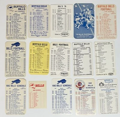 Lot of 15 Vintage Buffalo Bills 1977 - 1984 Pocket Schedules Old Early Football - Image 1 of 4