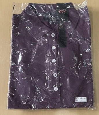 NUEVO CON ETIQUETAS H2O Mujer Manga Larga Cuello Camiseta Polo Sólido Púrpura Algodón Talla S Foto 1 de 4