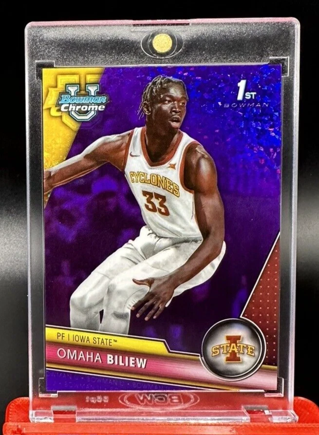 /399 Omaha Biliew Purple Mini Diamond Refractor 2023-24 Bowman Chrome University - Image 1 of 2