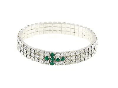 十字手链水钻十字架弹力手链绿色十字水钻三 — 第 1/2 张图片