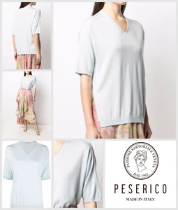 PESERICO Sweater Size UK 14 Tricot Knit Lightweight Fine Delicate Top Light Blue - Picture 1 of 9