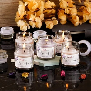 French Lavender Scented Jar Candles for Home Decor Pack of5 - Picture 1 of 4