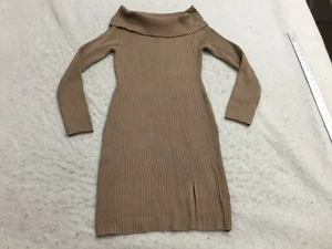 Madden Girl Sweater Dress Girls XL Brown Ribbed Stretch Long Split Side Cowl - Picture 1 of 13