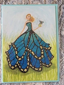 Papyrus Bella Pilar Glitzer Schmetterling Kleid Geburtstag Grußkarte - Bild 1 von 2