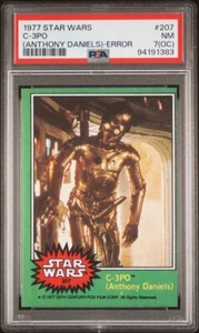 Topps Star Wars 1977 C-3PO Anthony Daniels Error Card "Golden Rod" PSA 7 - Picture 1 of 2