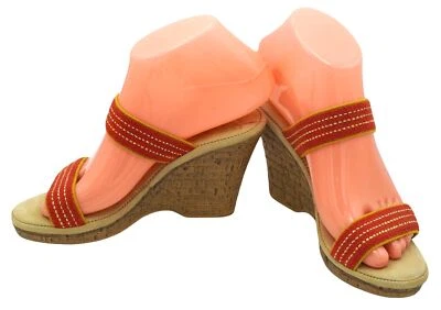 Винтажные женские сандалии чероки с 6 ремешками туфли на танкетке каблуки металлик золото мишура - Изображение 1 из 4