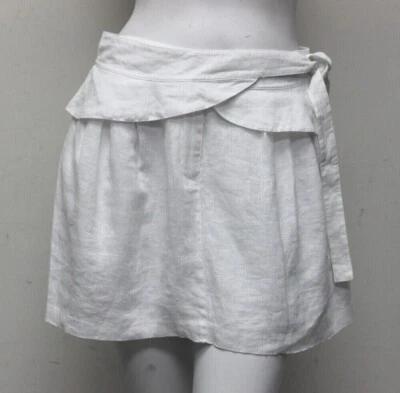 Nuevo Calypso St. Barth Negro Mini Falda Corta Blanco Lino Forrado Cinturón Cremallera S Foto 1 de 4