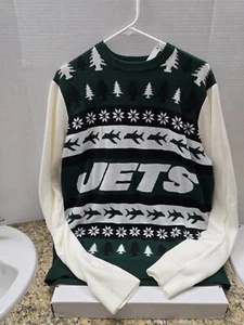 NFL Team Apparel New York Jets Ugly Christmas Sweater Mens Size XL Green Holiday - Picture 1 of 10
