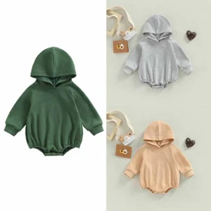Toddler Boys Girls Daily Warm Solid Hoodie Sweatshirt Long Sleeve Pullover Top - Picture 1 of 22