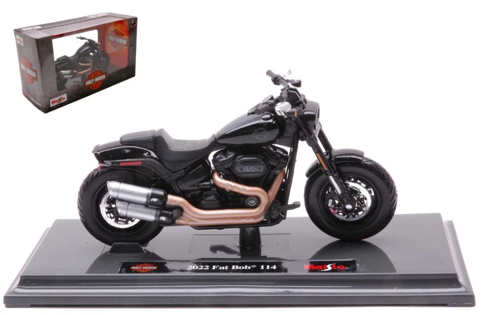 Harley Davidson Fat Bob 114 2022 Black 1:18 Model 22937 MAISTO - Immagine 1 di 1