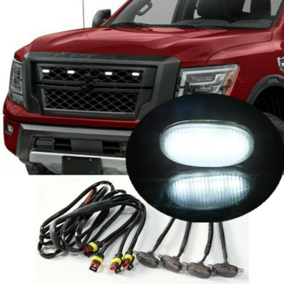 4x Smoke Front Grille White LED Light Raptor Style For Nissan Titan XD 16-21 - Image 1 of 4