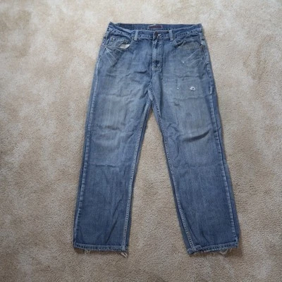 Baileys Point Premium straight leg Jeans Men’s 36x32 Blue Denim distressed - Image 1 of 4