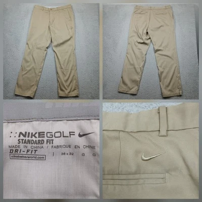 Pantalones Nike Golf Dri-FIT Hombres 36x32 Caqui Ajuste Estándar Bordados Swoosh Foto 1 de 4