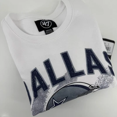 47 Marca Dallas Cowboys Blanco Cuello Redondo Sudadera Mediana NFL Fútbol Foto 1 de 4