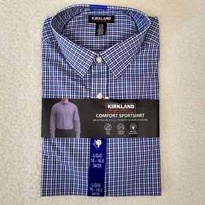 Neu mit Etikett - Kirkland Signature Check langärmliges Herrenhemd - L 16-16,5 34/35 - Bild 1 von 10