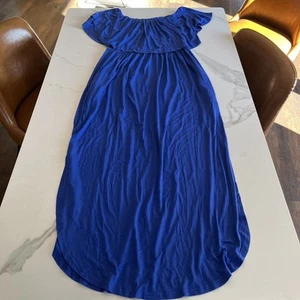 Verabendi Women's Off Shoulder Pocketed Casual Maxi Dress Royal Blue Size Large - Picture 1 of 12