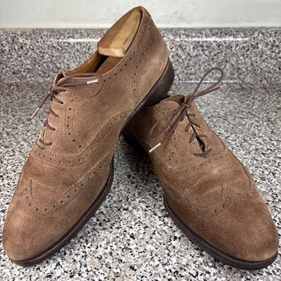 Oxfords masculinos Paul Stuart by Crockett & Jones camurça marrom ponta das asas 10,5 excelente estado usado - Imagem 1 de 4