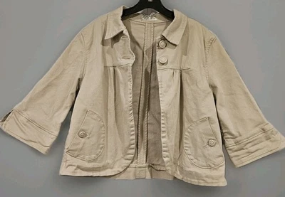 Chaqueta de mezclilla Kikit Jeans caqui con ajuste grande 2 botones RARA casa de campo preppy de colección Foto 1 de 4