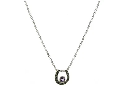 Женский подлинный аметист и марказит подкова подвеска и 21» ожерелье комплект - Изображение 1 из 4